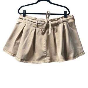 American Eagle AE Stretch Mid-Rise Pleated Mini Skort Camel Size 16
